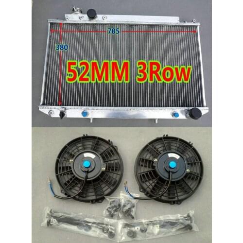 3Row Aluminum Radiator +FANS For Toyota Mark II Cressida MX83 7M-GE I6 3.0L 1988-1993 AT&MT 52MM