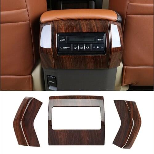 3pcs For Toyota Land Cruiser PRADO FJ150 2010-2020 ABS Peach Wood Grain Rear Armrest box Air Vent Outlet cover Car Styling