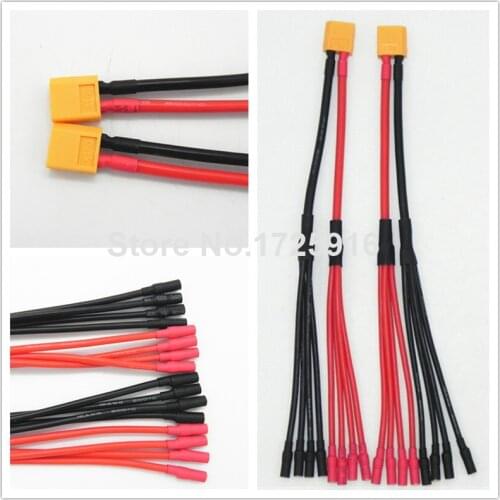5pcs/lot XT60 Female Connector to 4 OR 6* 3.5mm Banana Plug Female Parallel Charger Cable Extension 12AWG 20CM Y Splitter DZ0132