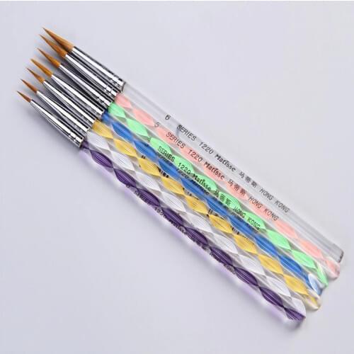 6Pcs/Set Watercolor Brush Weasel Hair Aquarelle Paintbrush Artist Paint Brushes Round Head Hook Line Pen Art Supplies