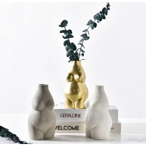 Nordic Abstract Female Body Art Design Sculpture Vase Home Decoration Ceramic Planter Flower Pot Basket Ornaments