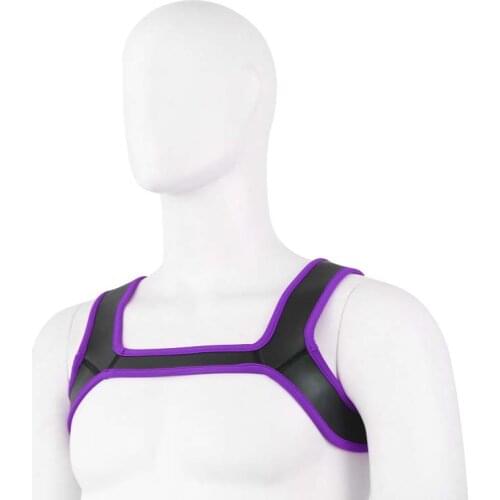 Fetish Gay Body Bondage BDSM Harness for Men Male Exotic Tops Rubber Chest Shoulder Harness Belts Rave Party Puppy Gay Clothing