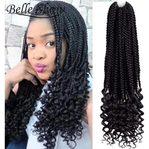 Belle Show Box Braids with Curly Ends 18Inch 22Strands Ombre Braiding Hair Synthetic Crochet Braids Hair Extensions