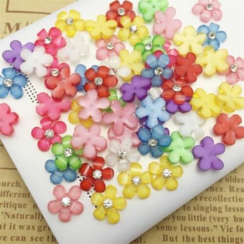 Rhinestone Beads Flower Beads 10Mm Glue-On Flatback Plastic Phone Decoration 50Pieces/lot Diy Resin Accessories For Crafts
