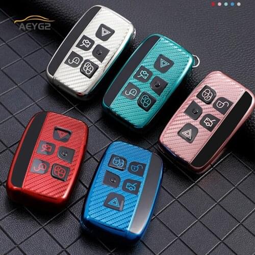 Carbon Fiber TPU Car Key Cover Case For Land Rover Range Rover Sport A9 Discovery 2 3 4 Sport For Jaguar XF A8 A9 X8 XE XF XFL