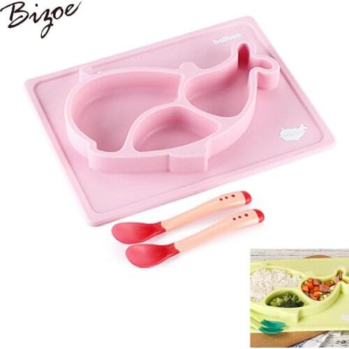 Baby Silicone Lunch Box Dolphin Silicone Lunch Box Cartoon Creative Lunch Box Sucker Bowl Lunch Box