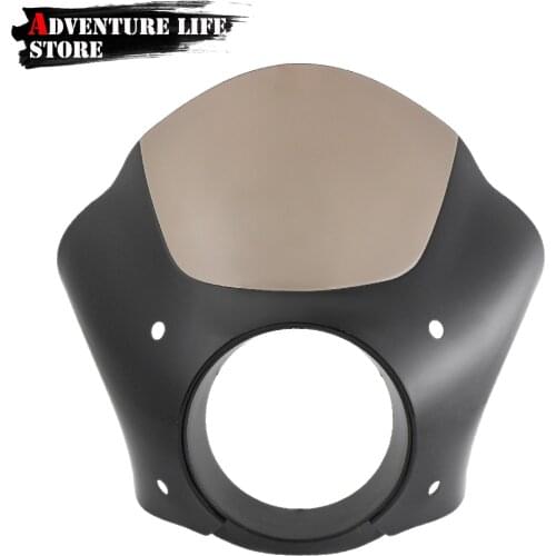 For Sportster XL883 XL1200 Road King Electra Glide Dyna Motorcycle Headlight Fairing Cowl Fork Front Headlight Custom Mask 7"
