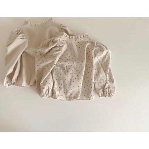 Infant and childrens clothing pleated lace collar shirt girl baby princess flower collar corduroy bottoming top