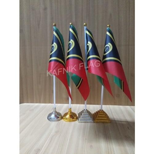 KAFNIK,5/10pcs a lot Vanuatu table desk flag banner 14*21cm flag /Plastic flags or suction cups for your choice free shipping