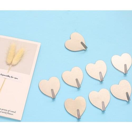 Creative Heart Shape Hooks Stainless Steel Seamless Adhesive Hook Convenient Wall Mounted Storage Dream Catcher Key Sticky Hooks