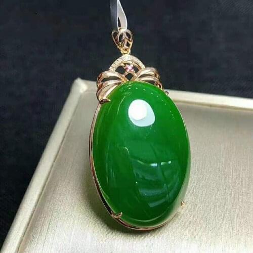 Natural Hetian jade jade pendant 18K gold inlaid jade Hetian jade pendant