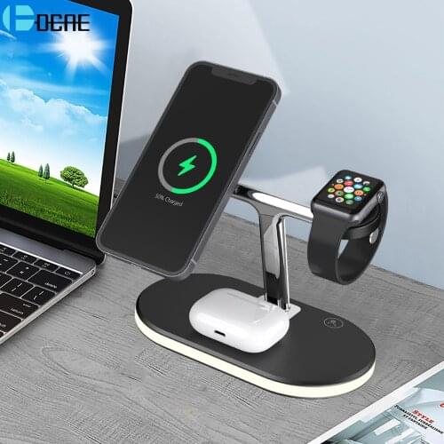 3 In 1 Magnetic 15W Fast Wireless Charger Station for iPhone 12 Pro Max Mini QI Charging Dock Stand For Apple Watch AirPods Pro