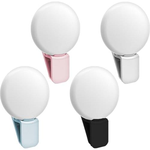 Mobile Phone LED Selfie Ring Light Portable Circle Photography Clip Light Beauty Fill Lamp for Cell Phone Camera Rechargeable