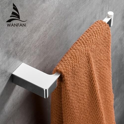 White Wall-Mounted Towel Hook Square Towel Rail Bar Zinc Alloy Towel Rack Holder Polished Towel Ring For Kitchen Bathroom 5780