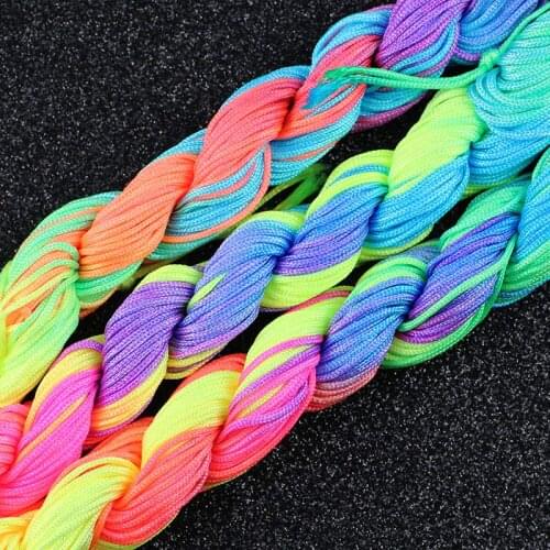 RBFHYER 18colors Rattail Beading Nylon Chinese knot braided Rope Macrame Rattail String 1mm DIY Charm Jewelry Bracelet Making