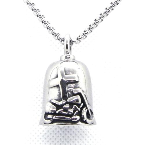 Rany&Roy Newest Motor Cycle Cross Bell Pendant 316L Stainless Steel Jewelry Fashion Biker Cross Bell Pendant