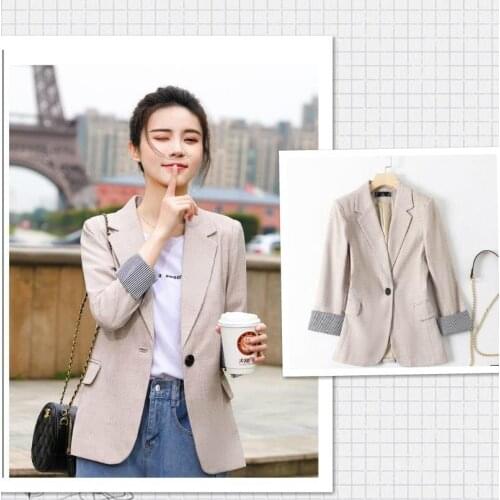 2021 Autumn Fashion Metal Double Breasted Suit Patchwork Women Blazers And Jackets Black Khaqi Professional Office Lady Office