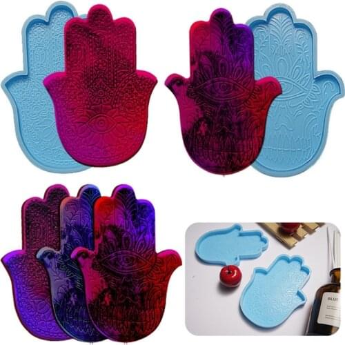 Fatima Hand Coaster Epoxy Resin Mold Palms Cup Mat Mug Pad Silicone Mould DIY Crafts Ornaments Home Decorations Casting Tools