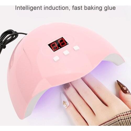 Portable 54W Pink Nail Dryer Machine Nail UV Gel Varnish Dryer Nail Lamp Tool UV LED Lamp 30/60/90s Timer USB Cable Home Use