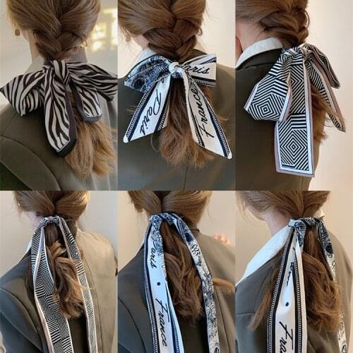 Korean Headband French Silk Scarf Streamer Retro Ribbon Simple Female Head Rope For Women Hair Accessories Headwear Satin Scarf