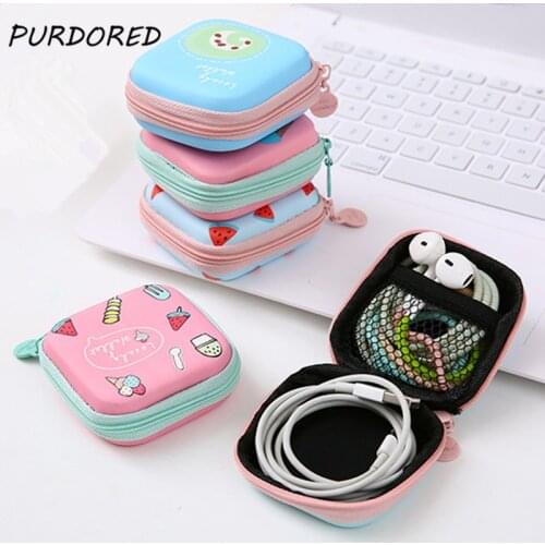 PURDORED 1 Pc Portable Mini Cartoon Earphone Organizer Bag Pouch Digital USB Cable Packing Bag Travel Accessorie organizadores