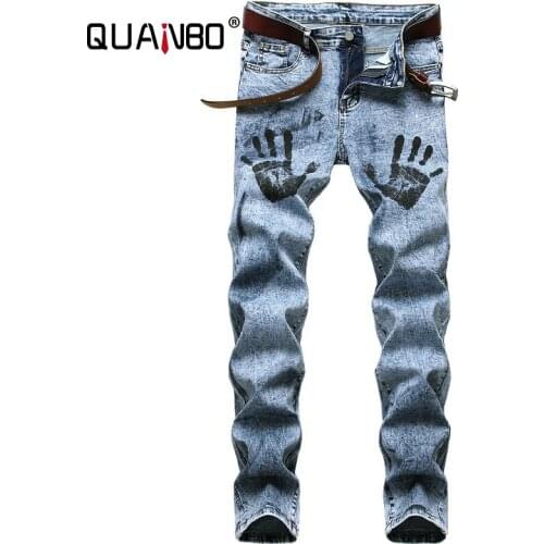 Джинсы стрейч для мужчин QUANBO China At AliExpress
