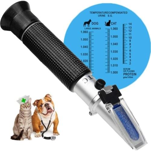 Pet Dog&Cat Refractometer Handheld Pet Urine SG 1.000~1.050 Clinical Refractometer with ATC Serum or Plasma Protein Tester 0-12g
