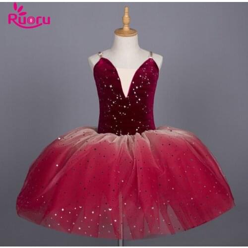 Ruoru Blingbing Red Color Girls Dress Kids Costume Ballet Dress Tutu Skirt with Adjustable Straps Ballerina Dress Leotard