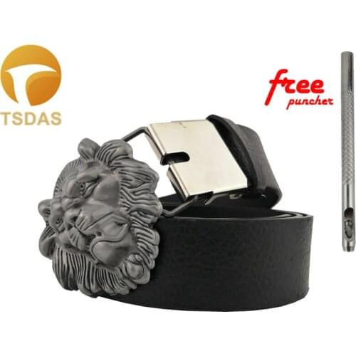 Metal Belt Buckle Lion Head Logo DIY Mens Clothes Luxury Designer Cowboys Animal Belt Buckles Christmas Gifts