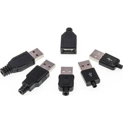 USB male socket USB female A female plug A type wire Welded wire USB cable Connector Master Plastic Cover Solder DIY Connectors