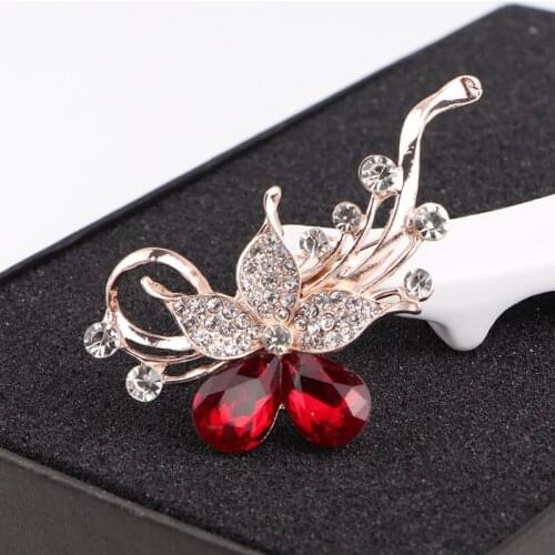 TODOX blue Rhinestone Brooch NEW Fashion color crystal exquisite plant flower pins garment accessory wedding gifts for man