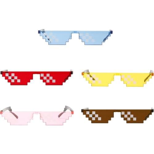 Narrow Pixel Mosaic Glasses Funky Party Rimless Sunglass Eyewear Costume