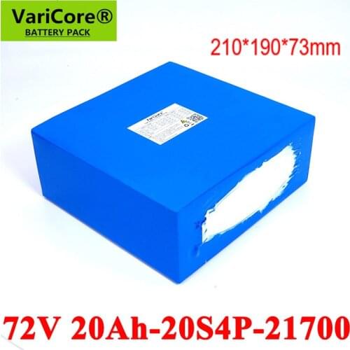 VariCore 74V 20Ah 20S4P 1500W 2500W E-bike battery 21700 72V electric scooter lithium battery with BMS Protection
