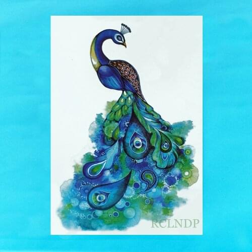 Waterproof Temporary Tattoo Sticker green peacock bird tatto stickers flash tatoo fake tattoos for women girl