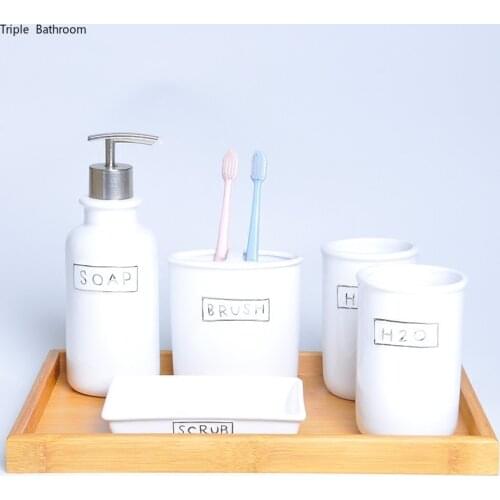WSHYUFEI Creativity ceramics Bathroom accessories set Wedding Gift Toothbrush Holder Soap Dispenser Home wash set Supplies