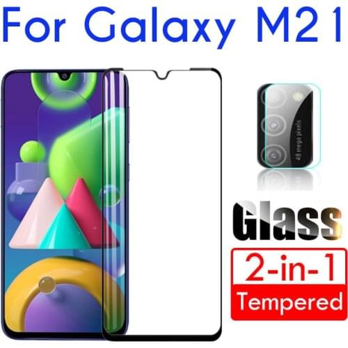 2 in 1 Protective Glass for Samsung M21 Camera Len Glass On Galaxy M 21 Galaxi M21 Safety Screen Protector Film vidrio templado