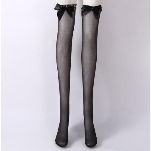 Women Ultra Thin Hosiery See Through Silky Beauty Socks Sexy Lingerie Sheer Mesh Thigh High Stockings Leopard Print Long Socks