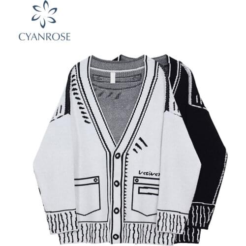 Cardigan Sweater Womens Autumn And Winter Single Breasted Long Sleeve V neck Knitted Jacket Coat Fashion Oversized Sweater Tops