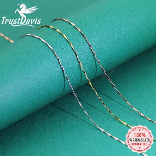 Trustdavis Authentic 925 Sterling Silver Necklace Ingots Chain Woman Jewelry 40cm/45cm Collar For Women DC09