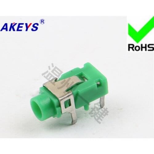 10 pcs PJ-321 green 3.5 headphone socket 4 foot socket 2 fixed foot 3.5MM