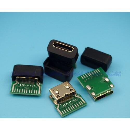 20pcs/lot HDMI female socket connector with PCB board with plastic shell hdmi C type test board