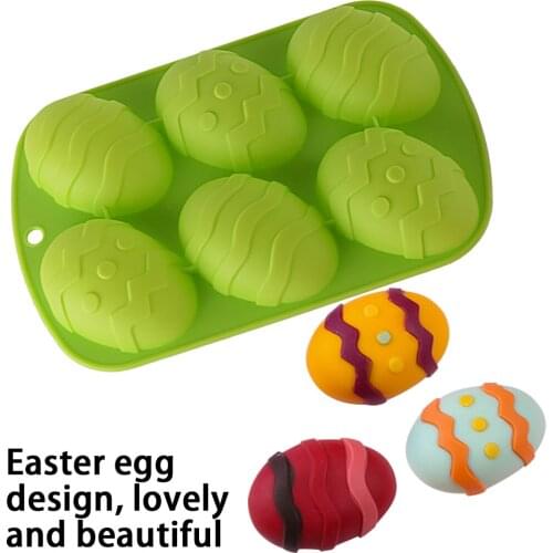 6 Cavity Easter Egg Shaped Silicone Baking Mold DIY 3D Cake Mold Muffin Chocolate Cookie Baking Mould Pan Ice Maker Mould
