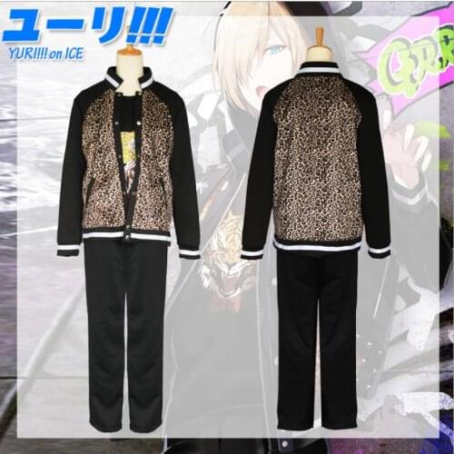 Anime YURI!!!on ICE CosplayYuri Plisetsky Cos Halloween Party Casual Fashion Leopard Costume