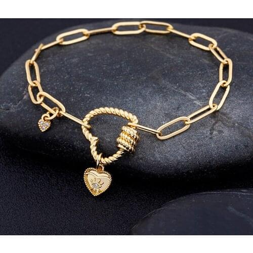 High Quality Heart of Evil Eye Adjustable Bracelets Cubic Zirconia Women Jewelry Accessories For Friend Couple Birthday Gift