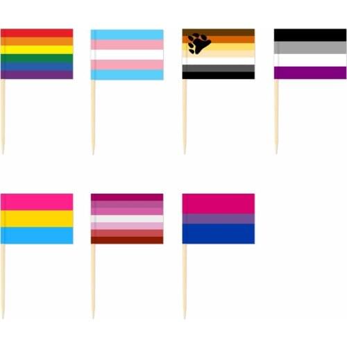 Homosexual Toothpick Flag Philadelphia Philly LGBT Gay Pride Rainbow 3.5X2.5CM Cake Topper Party Cupcake Wedding Lovely Baking