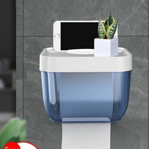 Toilet Paper Storage Rack Tissue Bathroom Box 3 Colors Wall Mount Toilet Paper Holder Waterproof Mobile Phone Storage Shelf