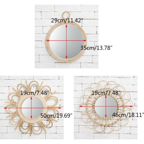 Rattan Innovative Art Homestay Decoration Makeup Mirror Dressing Bathroom Wall T3LE