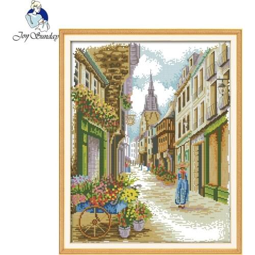 Joy Sunday scenic style A street view cross stitch christmas stocking kits home ornament for buy embroidery kits online