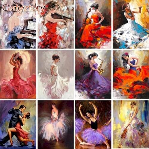 GATYZTORY 60×75cm Frame Dance Girl Painting By Numbers Figure Coloring By Numbers Canvas Painting Handpainted Diy Gift Home Deco