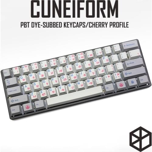 139 Ancient Babylon cuneiform font language Cherry profile magenta blue Dye Sub Keycap PBT for gh60 xd60 xd84 tada68 87 104